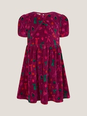 Monsoon Red Bow Velour Christmas Dress - Image 3 of 7