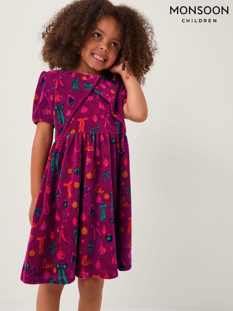 Monsoon Bow Velour Christmas Dress - Bild 5 von 5 Monsoon Bow Velour Christmas Dress - Bild 5 von 5