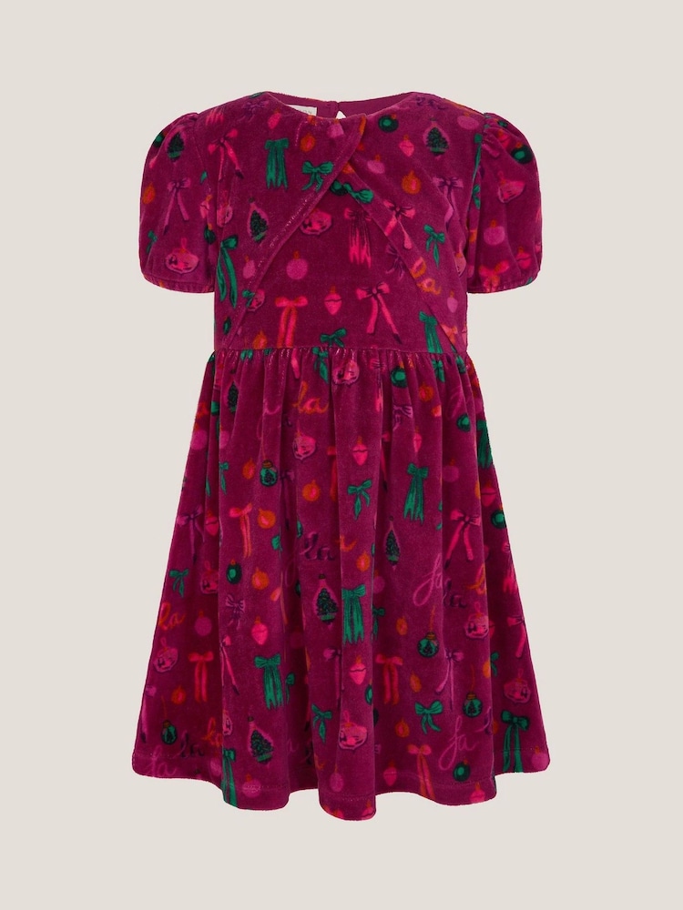 Monsoon Red Bow Velour Christmas Dress - Image 7 of 7 Monsoon Red Bow Velour Christmas Dress - Image 7 of 7