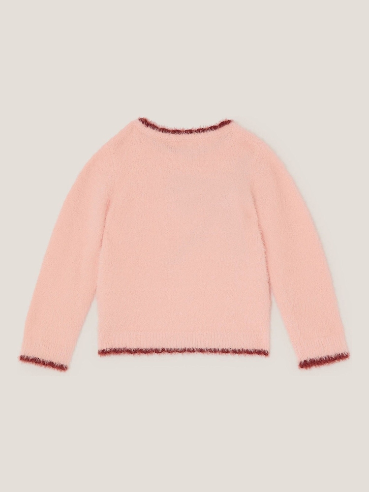 Monsoon Pink Sequin Bow Fuzzy Jumper - Image 2 of 3 Monsoon Pink Sequin Bow Fuzzy Jumper - Image 2 of 3