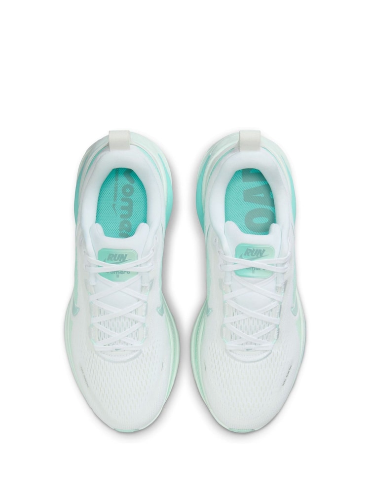 Buy Nike White/Aqua Vomero 18 Road Running Trainers from  display picture 1