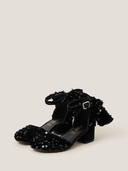 Monsoon Black Sequin Velvet Bow Heels - Image 1 of 3
