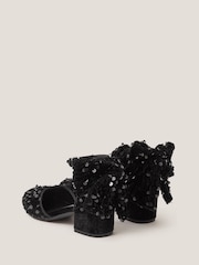 Monsoon Black Sequin Velvet Bow Heels - Image 2 of 3
