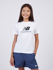 New Balance White Stacked Logo T-Shirt - Image 1 of 8