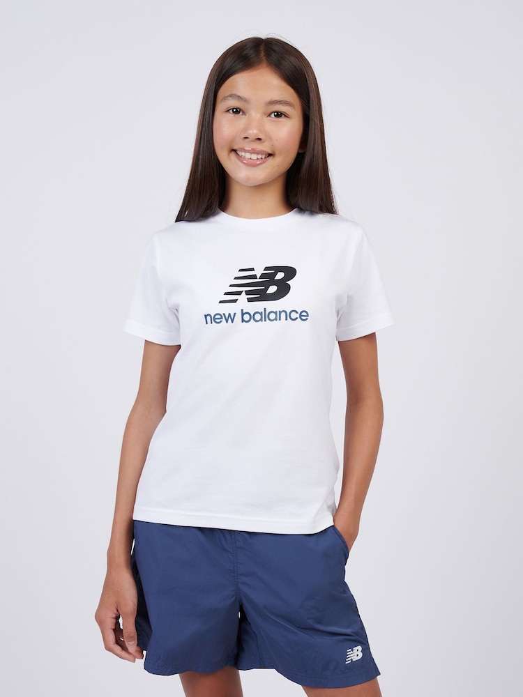 New Balance White Stacked Logo T-Shirt - Image 1 of 8