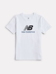 New Balance White Stacked Logo T-Shirt - Image 6 of 8
