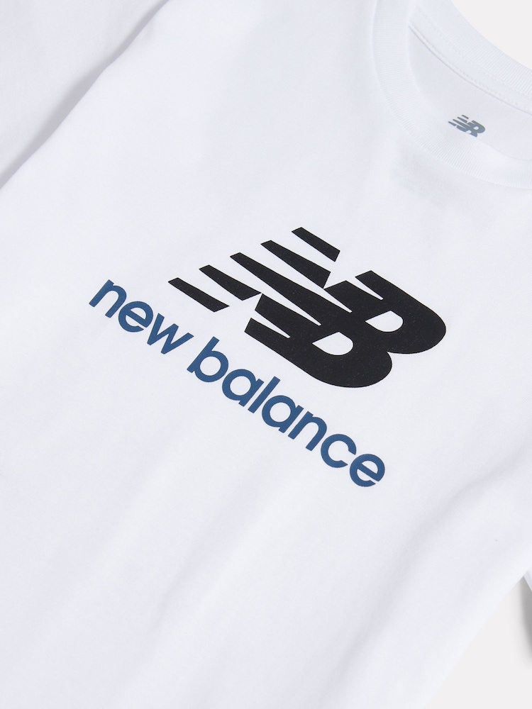 New Balance White Stacked Logo T-Shirt - Image 8 of 8