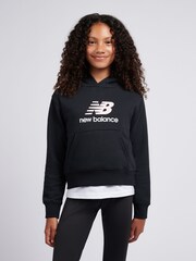 New Balance Black French Terry Stacked Logo Hoodie - Image 1 of 8