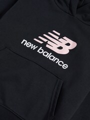New Balance Black French Terry Stacked Logo Hoodie - Image 8 of 8