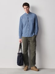 أزرق شامبراي - Denim Pocket Long Sleeve Shirt - صورة 2 من 8