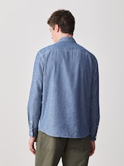 أزرق شامبراي - Denim Pocket Long Sleeve Shirt - صورة 3 من 8