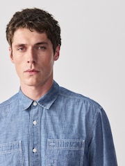 أزرق شامبراي - Denim Pocket Long Sleeve Shirt - صورة 4 من 8
