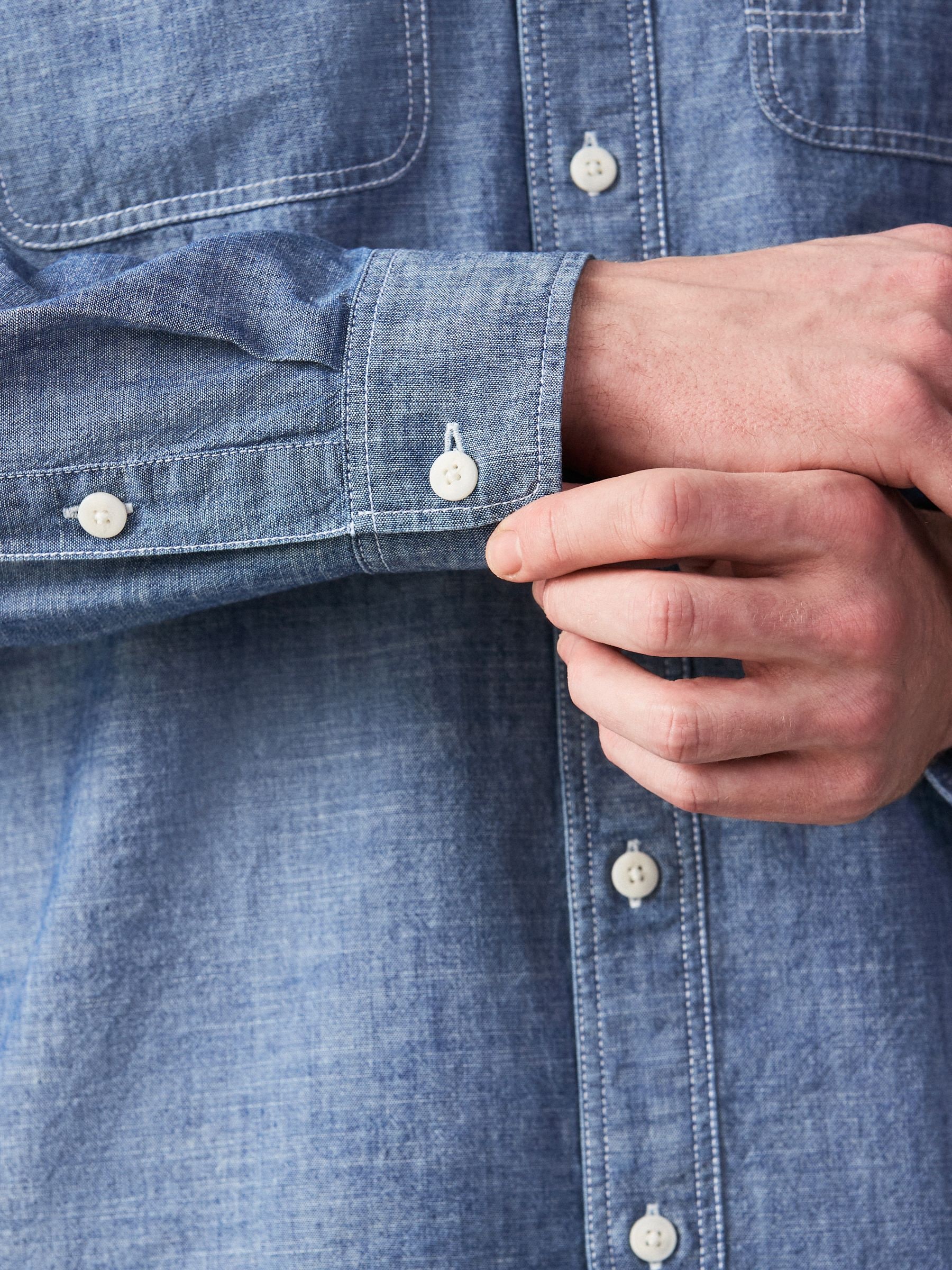 Buy Blue Chambray Denim Pocket Long Sleeve Shirt from Next India
