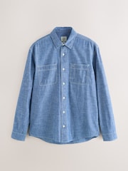 أزرق شامبراي - Denim Pocket Long Sleeve Shirt - صورة 6 من 8