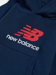 New Balance Light Blue Stacked Logo FT Hoodie - Image 3 of 3