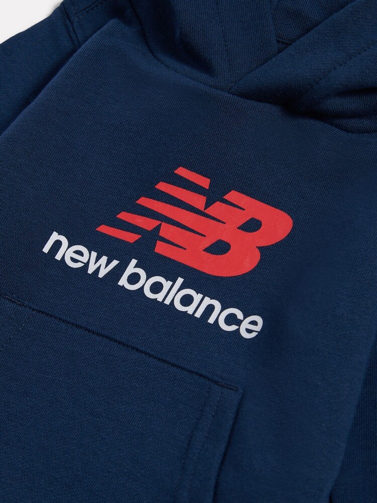 New Balance Light Blue Stacked Logo FT Hoodie - Image 3 of 3 New Balance Light Blue Stacked Logo FT Hoodie - Image 3 of 3