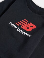 New Balance Black Stacked Logo FT Crew Sweatshirt - Image 3 of 4
