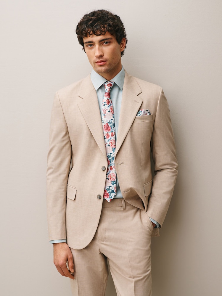 Seafoam Green/ Pink Floral Slim Fit 100% Cotton Shirt, Tie, Pocket Square and Pin Kew Garden Occasion Set - Image 2 of 11