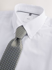 ホワイト/グリーンの幾何学柄 - オケージョン シャツ & ネクタイセット - 画像 6 / 7