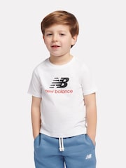 New Balance White Stacked Logo T-Shirt - Image 1 of 9