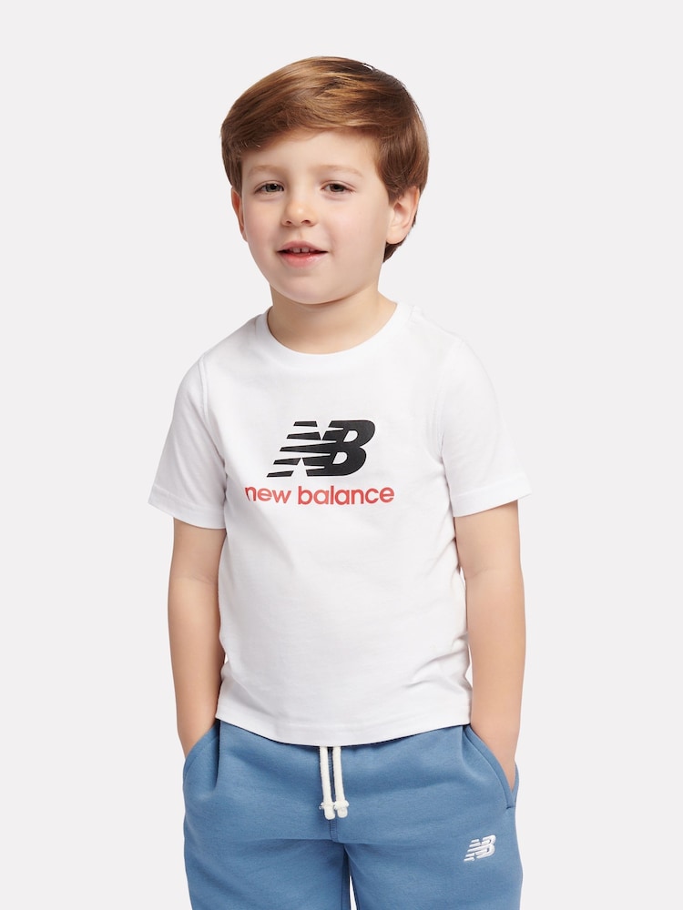 New Balance White Stacked Logo T-Shirt - Image 1 of 9 New Balance White Stacked Logo T-Shirt - Image 1 of 9