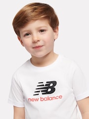 New Balance White Stacked Logo T-Shirt - Image 4 of 9