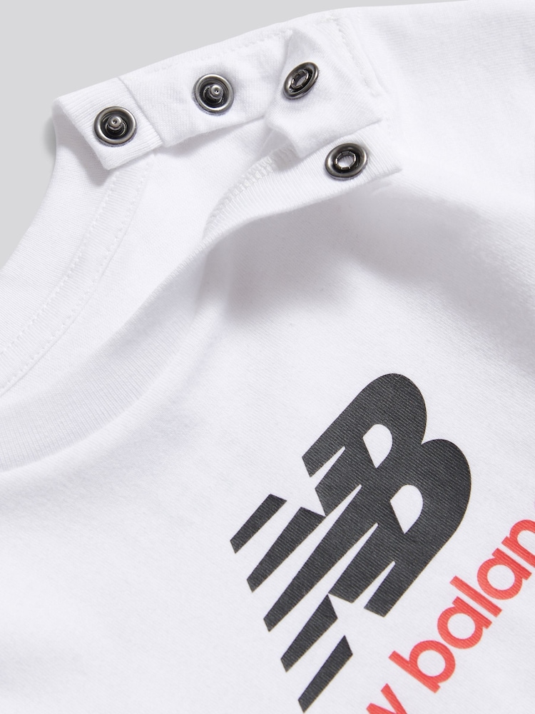 New Balance White Stacked Logo T-Shirt - Image 9 of 9 New Balance White Stacked Logo T-Shirt - Image 9 of 9