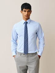 Light Blue Self Stripe/ Blue Polka Dot - Көйнөк жана галстук топтому - 8ичинен 1 сүрөт