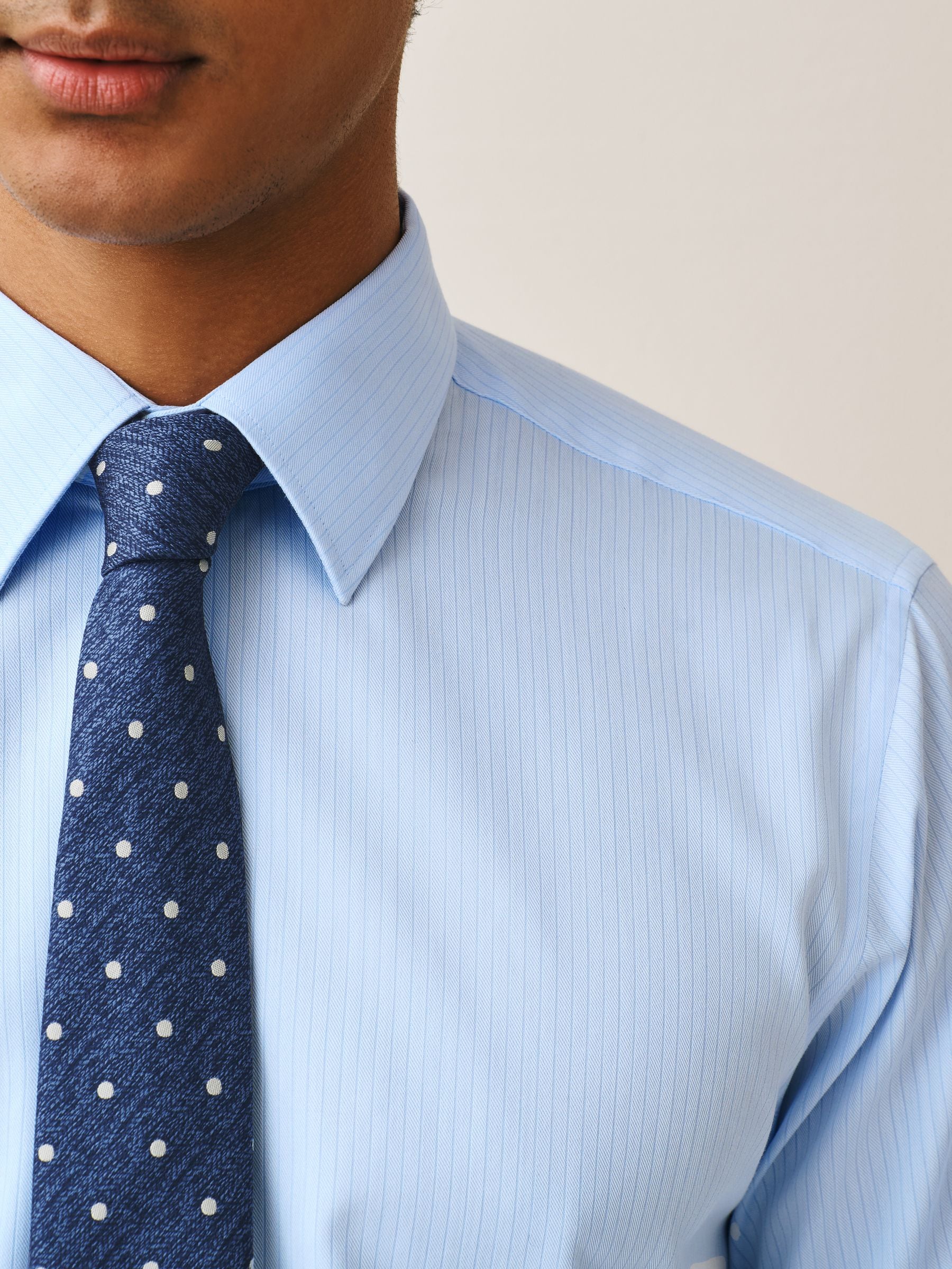 Buy Light Blue Self Stripe/ Blue Polka Dot Slim Fit Occasion Shirt