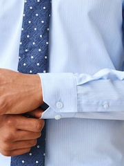 Light Blue Self Stripe/ Blue Polka Dot - Көйнөк жана галстук топтому - 8ичинен 5 сүрөт
