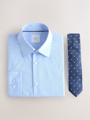 Light Blue Self Stripe/ Blue Polka Dot - Көйнөк жана галстук топтому - 8ичинен 6 сүрөт