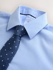 Light Blue Self Stripe/ Blue Polka Dot - Көйнөк жана галстук топтому - 8ичинен 7 сүрөт