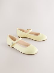Lemon Yellow Stain Resistant Satin Standard Fit (F) Mary Jane Occasion Shoes - Image 1 of 5