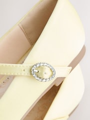 Lemon Yellow Stain Resistant Satin Standard Fit (F) Mary Jane Occasion Shoes - Image 3 of 5