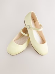 Lemon Yellow Stain Resistant Satin Standard Fit (F) Mary Jane Occasion Shoes - Image 5 of 5