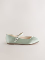 Sage Green Stain Resistant Satin Standard Fit (F) Mary Jane Occasion Shoes - Image 2 of 6