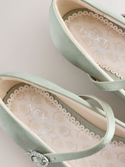 Sage Green Stain Resistant Satin Standard Fit (F) Mary Jane Occasion Shoes - Image 3 of 6