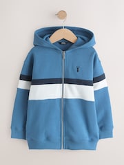 Blue/White Colourblock Zip Through Hoodie (3-16yrs) - Image 1 of 4