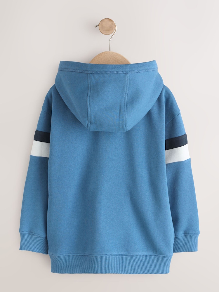 Blue/White Colourblock Zip Through Hoodie (3-16yrs) - Image 2 of 4 Blue/White Colourblock Zip Through Hoodie (3-16yrs) - Image 2 of 4