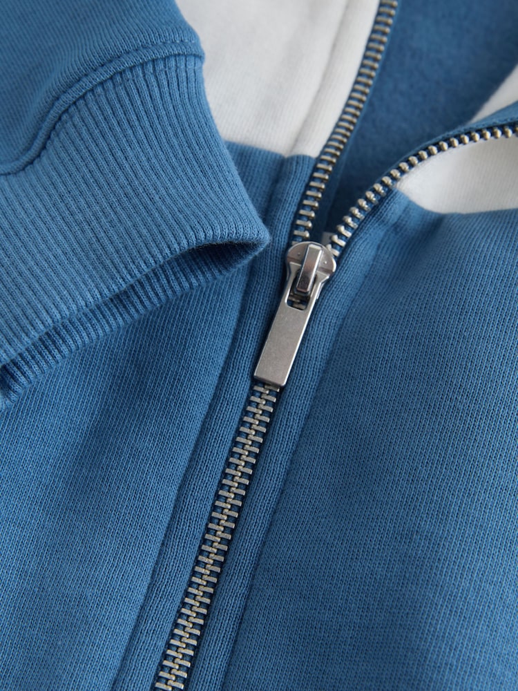 Blue/White Colourblock Zip Through Hoodie (3-16yrs) - Image 4 of 4 Blue/White Colourblock Zip Through Hoodie (3-16yrs) - Image 4 of 4