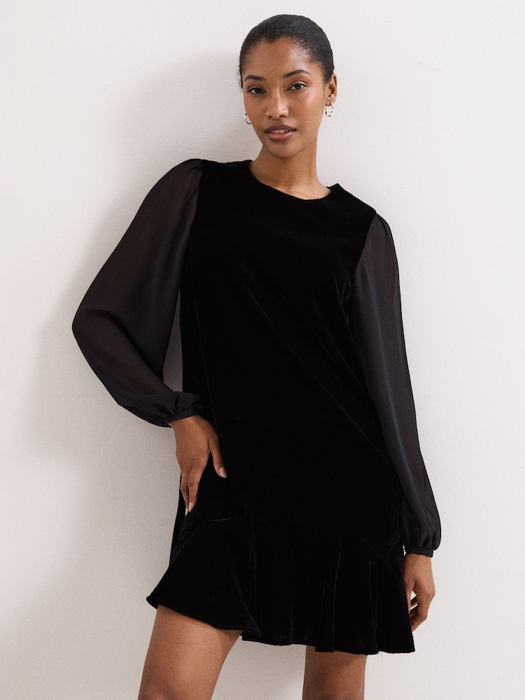 Phase Eight Black Velvet Swing Dress - Image 1 of 8