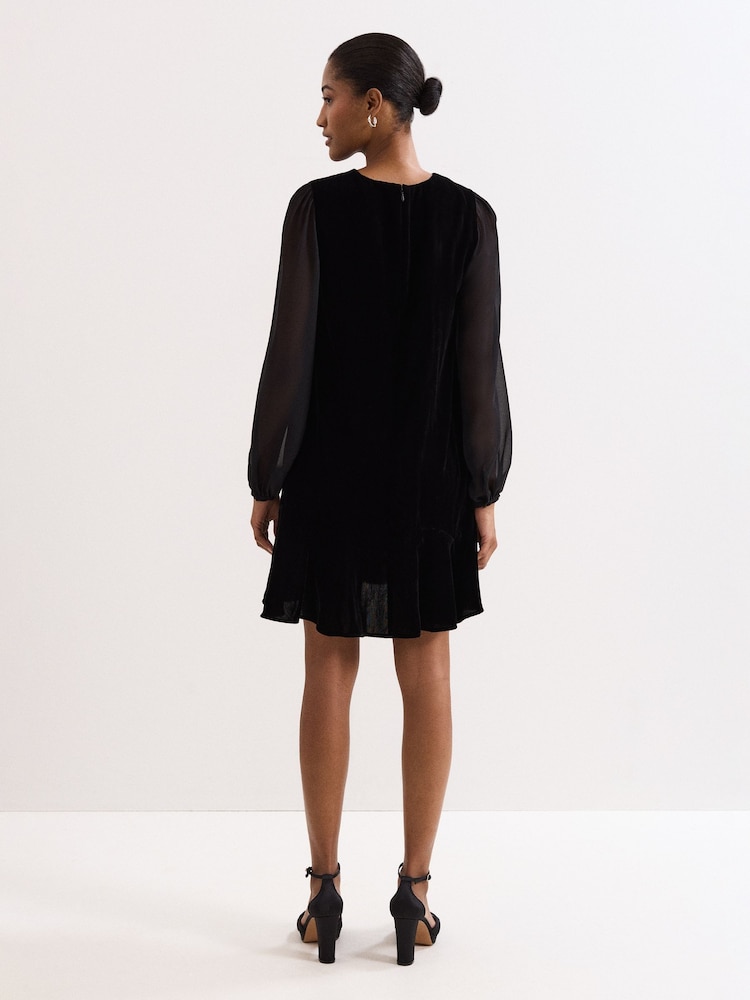 Phase Eight Black Velvet Swing Dress - Image 2 of 8