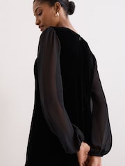 Phase Eight Black Velvet Swing Dress - Image 4 of 8
