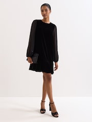 Phase Eight Black Velvet Swing Dress - Image 7 of 8