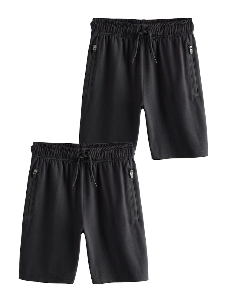 Black/Black Light Weight Sports Shorts 2 Pack (3-17yrs) - Image 7 of 7