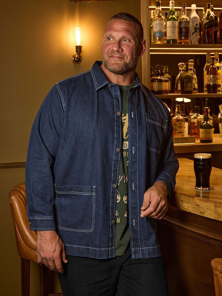 BadRhino Big & Tall Blue Denim Chore Shacket - Image 1 of 7 BadRhino Big & Tall Blue Denim Chore Shacket - Image 1 of 7