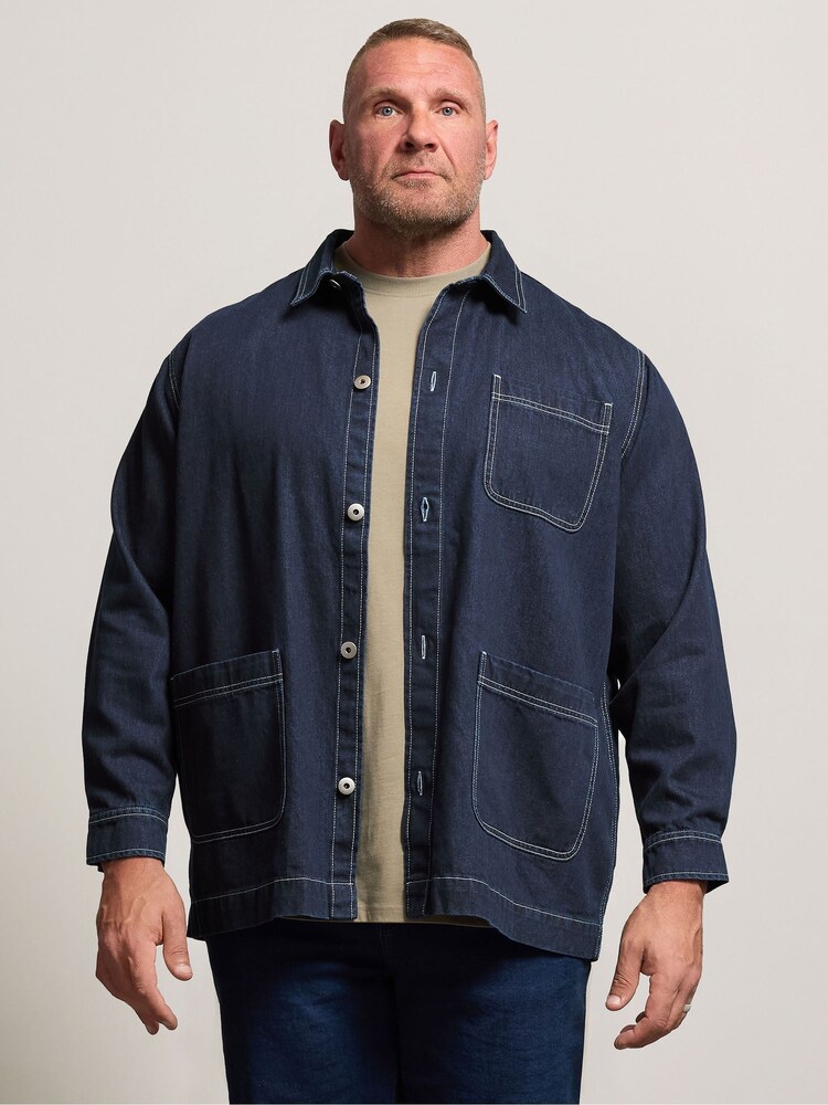 BadRhino Big & Tall Blue Denim Chore Shacket - Image 2 of 7