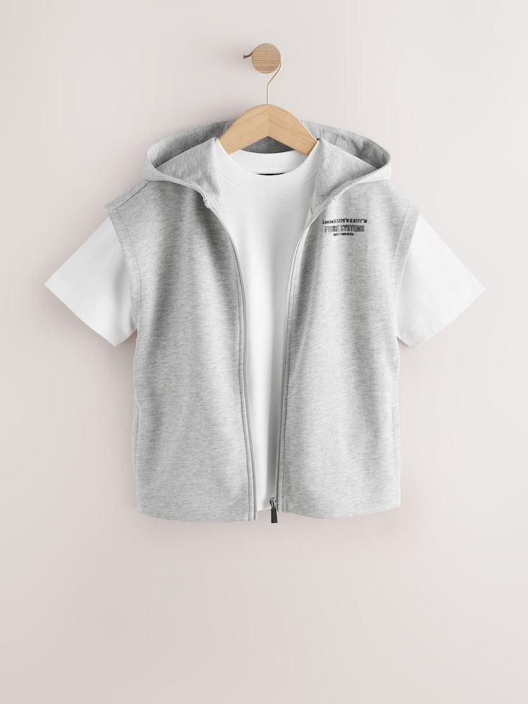 Grey Hoodie Tank and T-Shirt Set (3-16yrs) - Image 1 of 10