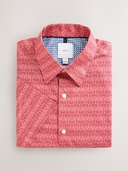 Red Palm Geometric Cotton Rich Easy Care Print Smart Shirt - Image 1 of 3