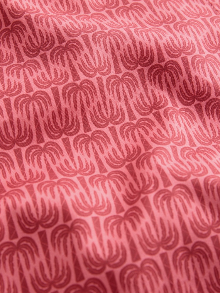 Red Palm Geometric Cotton Rich Easy Care Print Smart Shirt - Image 3 of 3